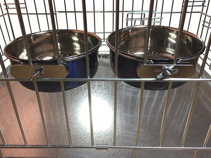 Ellie-Bo Pair of Dog Bowls for Crates, Cages or Pens and 3 Sizes (0.9Ltr Medium, Blue)