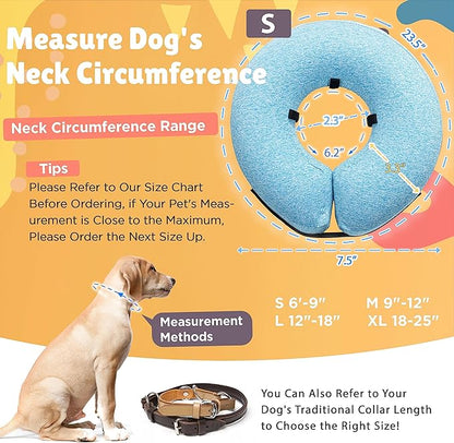 Big Ant Protective Inflatable Collar for Dogs and Cats, Soft Cone for Dogs After Surgery, Dog Neck Donut Collar, Dog Cone Collar Soft Pet Recovery Collar Does Not Block Vision E-Collar (Small, Blue)