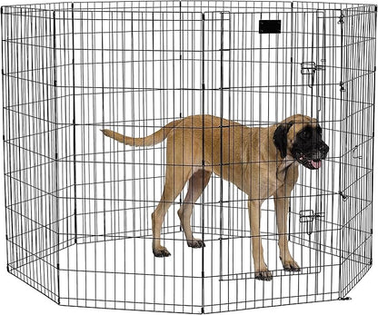 MidWest Homes for Pets 48-Inch Exercise Pen, for Indoor and Outdoor Use, 16 Sq Feet of Play, Single Door Folding Dog Pen, with Large Door Opening & Secure Latch, Easy to Set Up, Foldable Dog Playpen