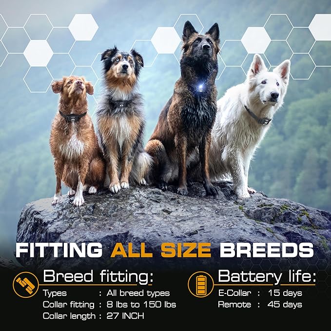 INVIROX Ultra K9 Dog Training Collar with Remote, 124 Levels for Reactive, Stubborn or Hard-to-Train Dogs, ¾ Mile Range, Night-Light Mode, Safe Communication, IP67 Waterproof E Collar for Large Dogs