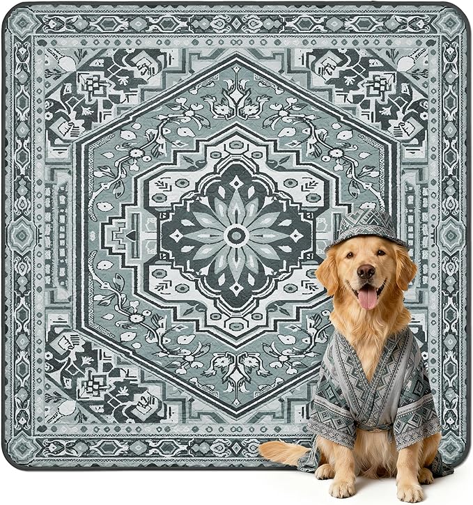 FXW Washable Pee Pads for Dogs, Leak-Proof & Non-Slip, Specifically Designed for Rollick/Homeplus 24inch 8 Panels Dog Playpen, 63" Square, Boho Grey, 1 Pack