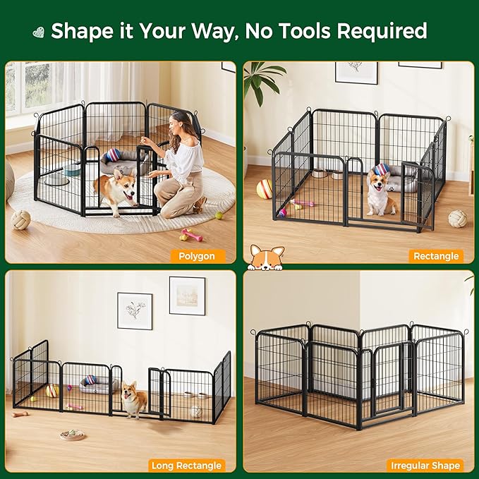 Yaheetech Dog Playpen Outdoor, 24 inch 8 Panels Dog Pen Indoor Heavy Duty Puppy Exercise Pen Metal Pet Fence for RV Camping/Yard/Garden