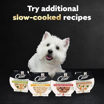 Cesar Wholesome Bowls Adult Wet Dog Food, Beef, Chicken, Purple Potatoes & Carrots, Wet Food for Dogs, 3 Oz. Bowls, 10 Count