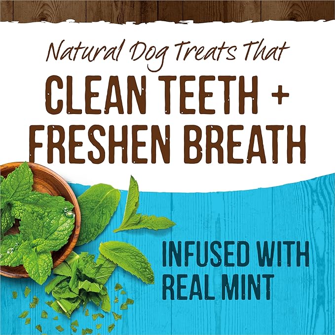 Merrick Fresh Kisses Dog Dental Chews Infused With Real Mint for Medium-Sized Dogs, Grain-Free Pet Treats, 23.0 oz. Box