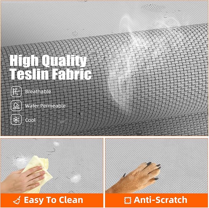 Simple Trending Raised Dog Bed for Large Dogs, Outdoor Elevated Dog Cot with Washable Breathable Mesh, Waterproof Cooling Pet Bed, 42" x 31", Grey
