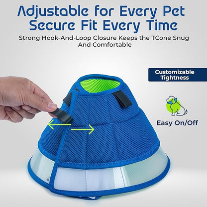 Premier Web Products Soft Dog Cone Collar To Stop Licking - Small Dog Cone, Adjustable and Reversible Design, Non-Woven Breathable Fabric, Elizabethan Recovery Collar after Surgery for Cat, Blue