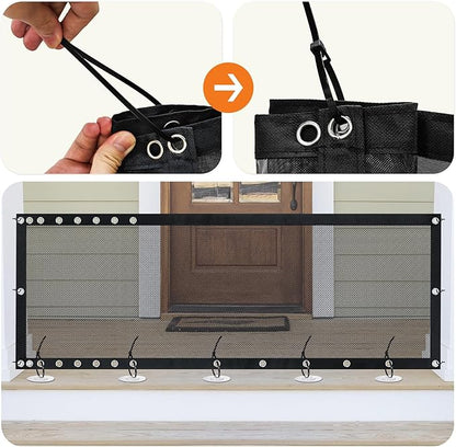 NWK Magic Dog Gate for Stairs Pet Gate for The House Providing a Safe Enclosure for Pets to Play and Rest, 6 Hooks Design (120'' X 30'')