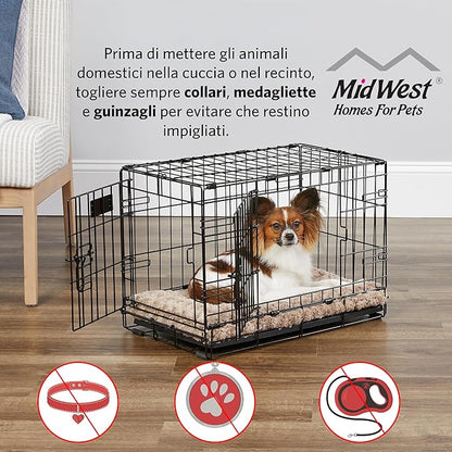 MidWest Homes for Pets 36-Inch LifeStages Crate for Medium-Large Breeds, 41-70 lbs, Double Door Folding Dog Crate with Divider Panel, Leak-Proof Tray & Secure Latch, Heavy-Duty & Easy to Assemble