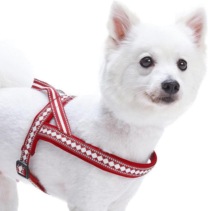 Blueberry Pet 4 Colors Soft & Comfy 3M Reflective Jacquard Padded Dog Harness, Chest Girth 20.5" - 26", Marsala Red, Medium, Adjustable Harnesses for Dogs