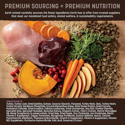 Earth Animal Wisdom Air Dried Dog Food - Turkey Recipe Premium Natural Dry Dog Food for All Breeds & Ages - 8 Lbs Bag