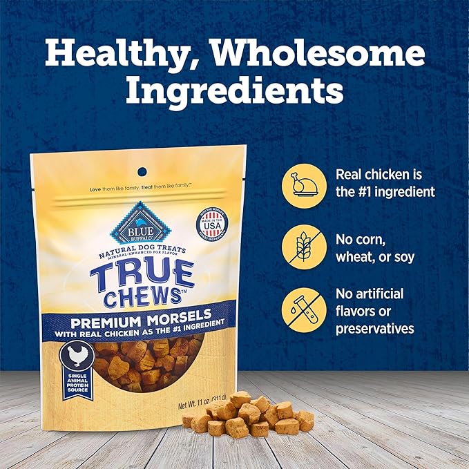 Blue Buffalo True Chews Premium Morsels Natural Dog Treats, Chicken 11 oz Bag