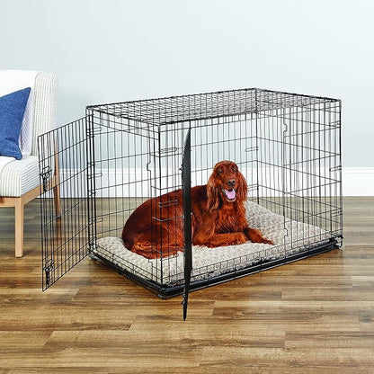 Midwest Homes for Pets 42-Inch New World Crate for Large Breeds, 71-90 lbs, Double Door Folding Dog Crate, Leak-Proof Tray & Secure Latches, Portable, Durable & Easy to Assemble