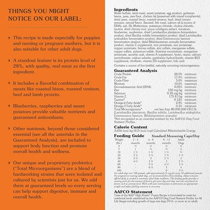 Taste of the Wild High Prairie Canine Grain-Free Recipe with Roasted Bison and Venison Dry Dog Food for Puppies, Made with High Protein from Real Meat and Guaranteed Nutrients and Probiotics 5lb