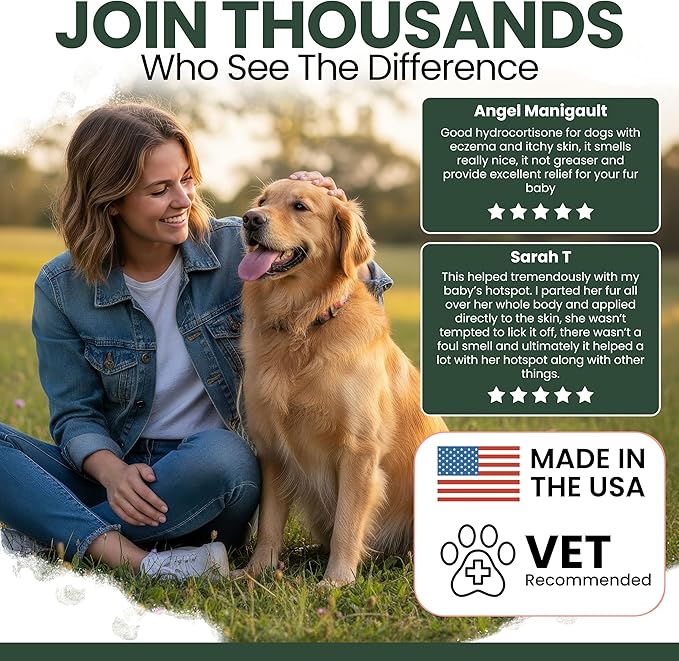 Chew + Heal Labs Hydrocortisone Lotion for Dogs - 8 oz Anti Itch Cream for Irritated Skin, Flea Bites, Itching, and More - Made in the USA