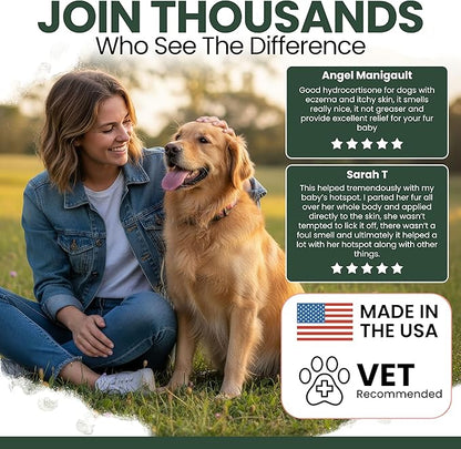 Chew + Heal Labs Hydrocortisone Lotion for Dogs - 4 oz Anti Itch Cream for Irritated Skin, Flea Bites, Itching, and More - Made in the USA