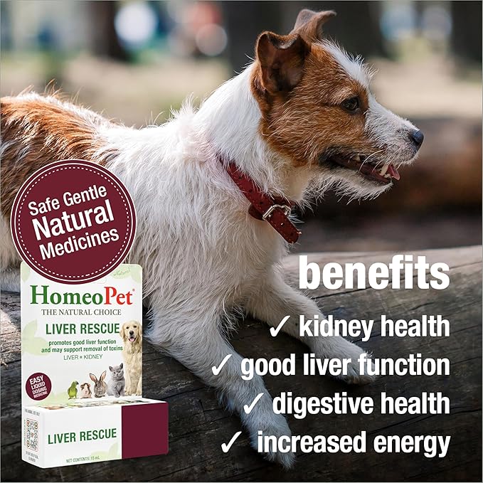 HomeoPet Liver Rescue, Safe and Natural Liver-Support Supplement for Cats, Dogs, and Other Small Animals, 15 Milliliters