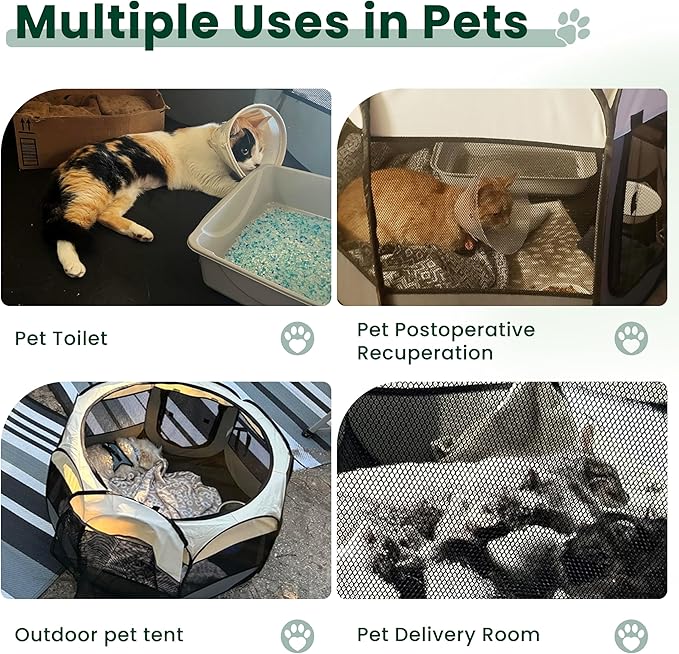 Love's cabin Pet Puppy Dog Playpen, Medium Dog Tent Crates Cage Indoor/Outdoor, Portable Playpen for Cat, Foldable Pop Up Dog Kennel Playpen with Carring Case, Removable Zipper Top, Moss Green