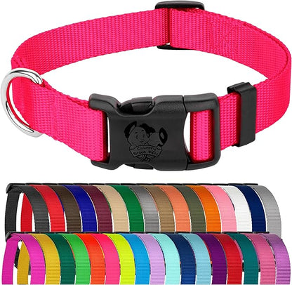 Country Brook Petz - Everyday Nylon Dog Collar for Large, Medium, and Small Dogs and Puppies - for Everyday Use in 10+ Warm Colors (Extra Large, 1 Inch Wide, Hot Pink)