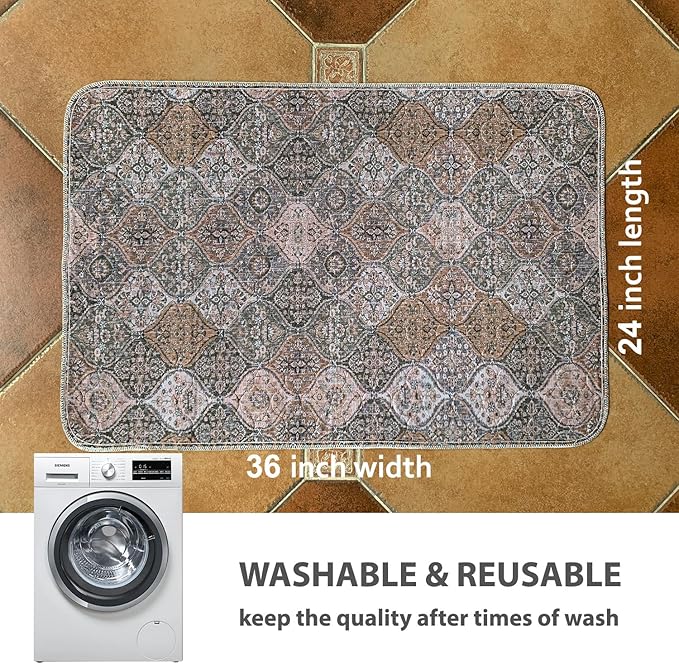nunubaby 4PACK Washable Pee Pads for Dogs, Stylish, Non-Slip and Leak-Proof Pee Pads. Reusable Potty Pads for Dogs for Crates and Floors.(Brown/Multi, 24" x36" )