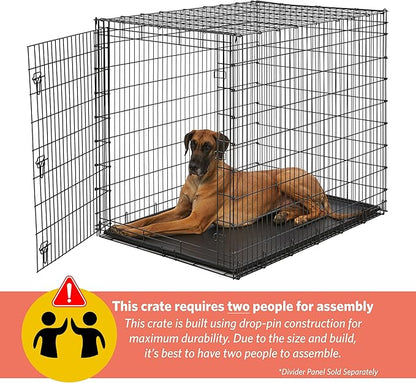 Midwest Homes for Pets Ginormous Single Door 54-Inch Dog Crate for XXL Dogs Breeds; Great Dane, Mastiff, St. Bernard, Drop Pin Assembly Requires Two People; Divider Panel Not Included; Black: SL54