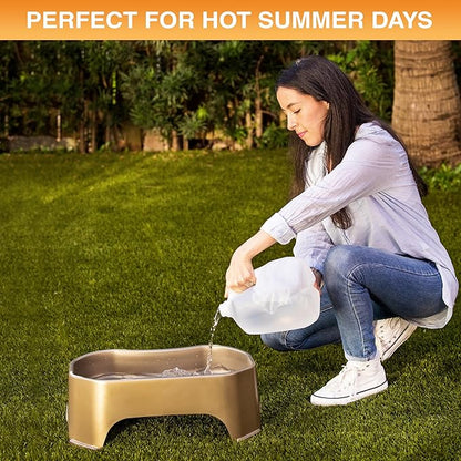 Neater Pet Brands Extra Large Water Bowl for Dogs, Outdoor Dog Water Bowl (2.25 Gallon XL Capacity), Big Trough Style Food Dish for Indoors or Outside, No Spill Large Dog Bowls, Champagne