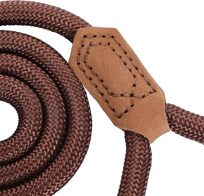 Mile High Life | Premium Leather Dog Leash | Strong Rope Leash | Leather Handle | Zinc Alloy Strong Clasp | Small Medium Large Dogs | 4/5/6 Feet(Dark Brown, 72 Inch (Pack of 1))