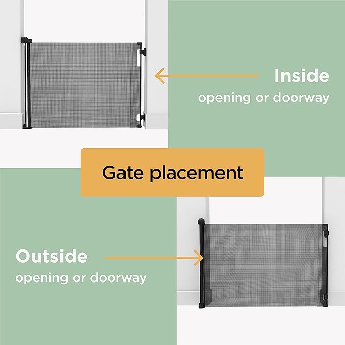 Hakuna Pets Indoor/Outdoor Paw Proof Retractable Dog Gate, 36.6" Tall Extends to 71" Wide, Black