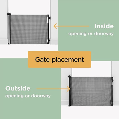 Hakuna Pets Indoor/Outdoor Paw Proof Retractable Dog Gate, 36.6" Tall Extends to 71" Wide, Black