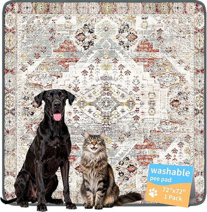 Washable Pee Pads for Dogs, Reusable Puppy Potty Training Pads, Ultra-Absorbent Thick Waterproof Leak-Proof Non-Slip Pads & Mat for Crate, Playpen, Floor, Whelping & Housebreaking , 1 Pack 72"x72"