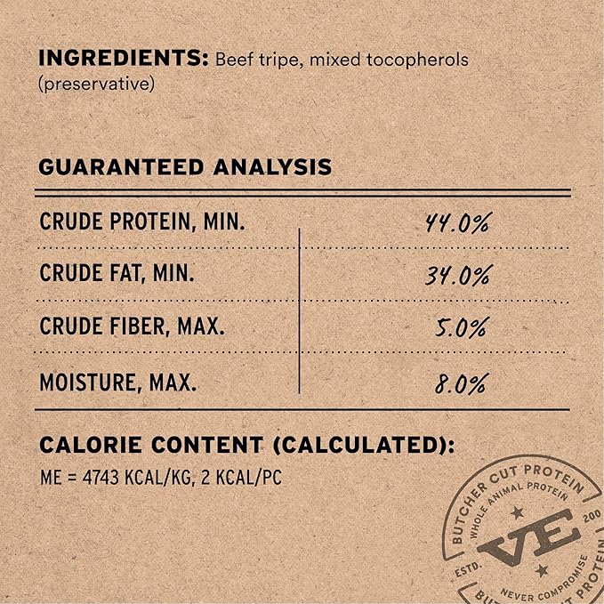Vital Essentials Freeze Dried Dog Treats | Beef Tripe Bites, Single Protein | Premium Quality | Grain Free Training Treats for Dogs, 2.3 oz Bag