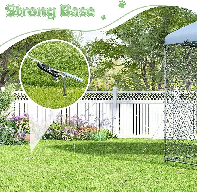EUNHOO Large Dog Kennel Outdoor,9.2'L x 9.2'W x 8'H Dog Houses for Large Dogs Outside with Roof, Metal Wire Outdoor Dog Kennel Dog Pen, Dog Fence Run with Lock