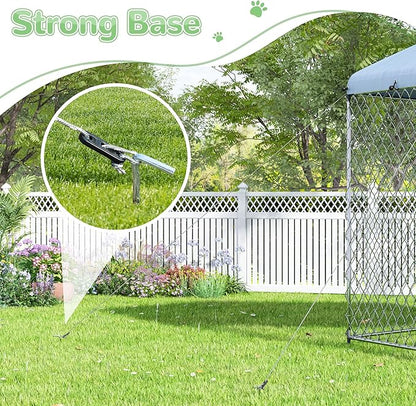 EUNHOO Large Dog Kennel Outdoor,9.2'L x 9.2'W x 8'H Dog Houses for Large Dogs Outside with Roof, Metal Wire Outdoor Dog Kennel Dog Pen, Dog Fence Run with Lock