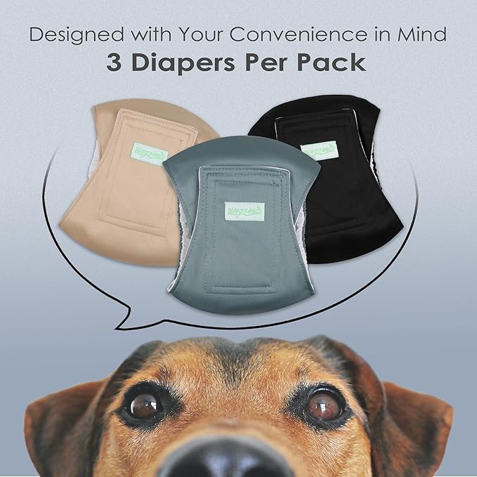 wegreeco Washable Male Dog Belly Band (Stylish Pattern)- Pack of 3 - Washable Male Dog Belly Wrap, Dog Diapers Male (Black, Blue, Coffee, Small)
