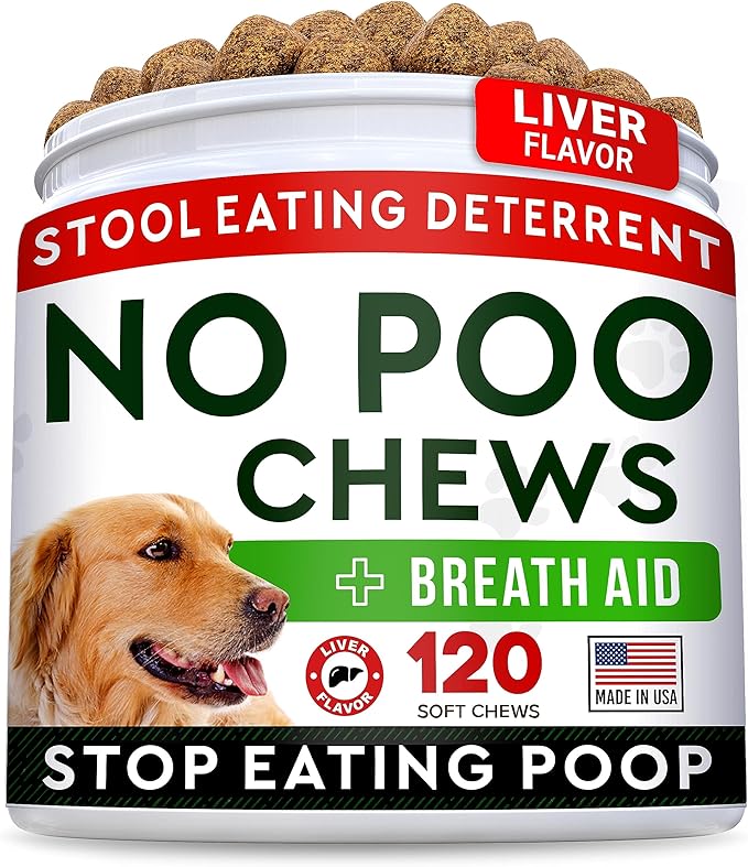 STRELLALAB No Poo Chews for Dogs - Stop Dog Poop Eating - Coprophagia & Stool Eating Deterrent with Probiotics, Digestive Enzymes & Immune Support - Liver Flavor - Made in USA - 120 Chews