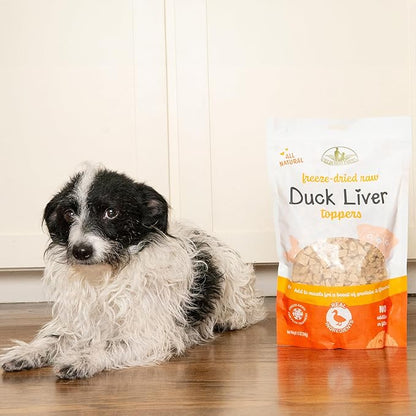 Fieldcrest Farms Freeze-Dried Duck Liver Dog Food Topper or Treat, 100% Single Ingredient Duck Liver, High-Protein, Raw & Grain-Free, 12 oz
