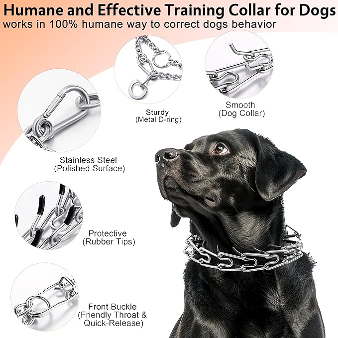 DEYACE Stainless Steel Dog Training Collar, Quick Release Buckle, Adjustable Collar for Neck Girth 10.5"-13.5" Medium Dogs