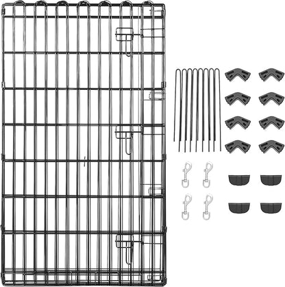 Amazon Basics Foldable Octagonal Metal Exercise Dog Playpen, Indoor/Outdoor, Single Door, 8 Panels, 24 x 42 Inches, Portable Pet Fence, Large, Black