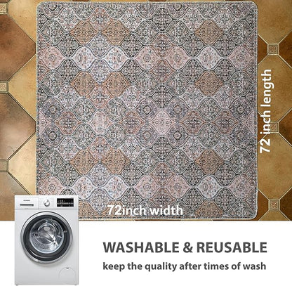 nunubaby Washable Pee Pads for Dogs, Stylish, Non-Slip and Leak-Proof Pee Pads. Reusable Potty Pads for Dogs for Crates and Floors.(Brown/Multi, 72" x72" )