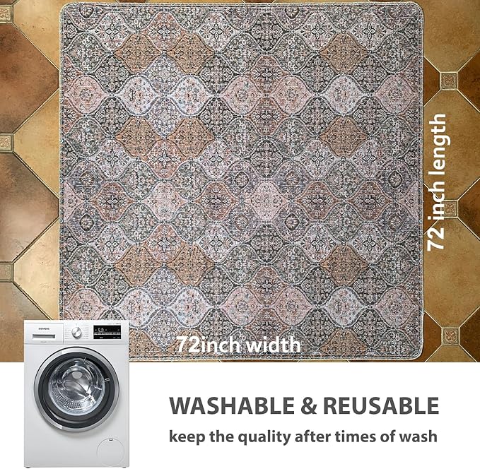 nunubaby 2PACK Washable Pee Pads for Dogs, Stylish, Non-Slip and Leak-Proof Pee Pads. Reusable Potty Pads for Dogs for Crates and Floors.(Brown/Multi, 72" x72" )