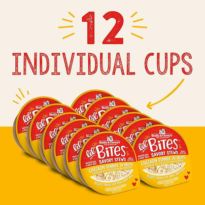 Stella & Chewy's Lil Bites Savory Stews for Small Breeds Chicken Dinner in Broth,2.7 oz. Cups,(Pack of 24)