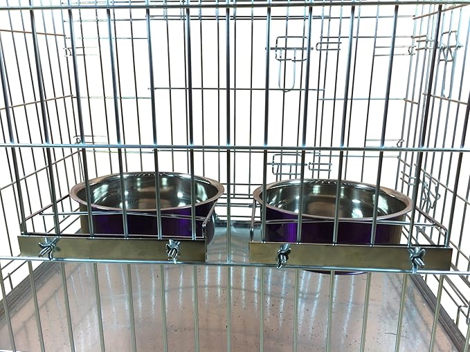 Ellie-Bo Pair of Dog Bowls for Crates/Cages or Pens, Large, 2.0 Litre, Purple