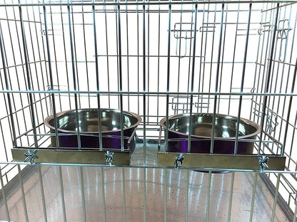 Ellie-Bo Pair of Dog Bowls for Crates/Cages or Pens, Large, 2.0 Litre, Purple