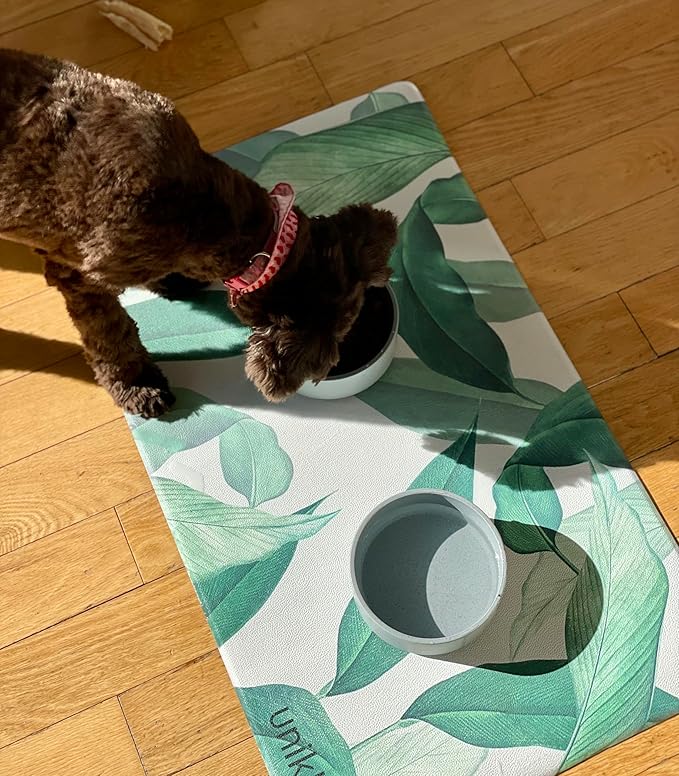 Pet Placemat, Dog Cat Food Water Bowls Mat Feeding Station Pet Safe 28" X 16.5" Waterproof Easy to Clean Dog Modern Designs Boho Uniklook