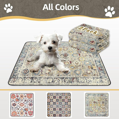 SCLOSE Washable Pee Pads for Dogs Large 2 Pack, 48" x 48" Reusable Puppy Pads Waterproof Dog Rugs, Super Absorbent, Leakproof, Dog Crate Pad, Playpen Mat, Whelping Pads, Vintage
