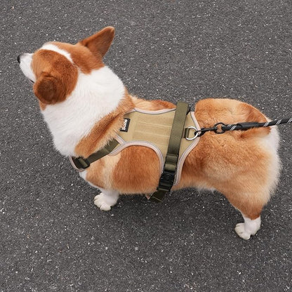 Small Dog Harness, Heavy Duty Tactical No-Pull Reflective Harness & Collar Set — Secure, No Choke, Easy On and Off Pet Vest, Adjustable Dog Vest with Breathable Padded for Walking Hiking Training