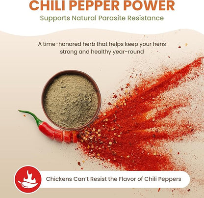 Natural Chicken Dewormer Chili Mix Powder (1 lb) | Herbal Poultry Wormer & Parasite Support for Laying Hens | Egg-Safe Chicken Dewormer for Backyard Flocks | 1 lb Bag