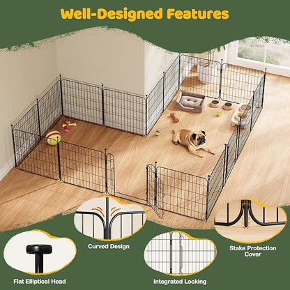 Yaheetech Expandable Dog Playpen, 16 Panel 24 inch Puppy Playpen with Door Indoor/Outdoor Pet Fence for Small Medium Dogs