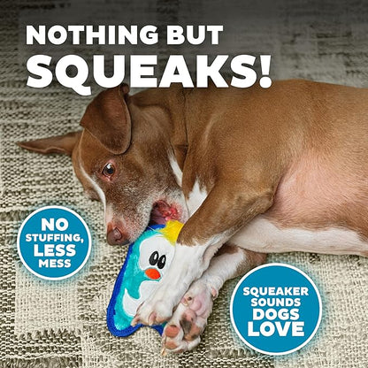 Outward Hound Durablez Minis – Squeaky Plush Dog Toy, No Stuffing for Less Mess, Interactive & Tough, Jumbo Squeaker, Puppies & Small Dogs, Penguin, 6.3"