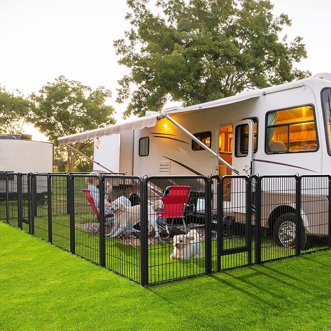 Yaheetech Dog Playpen Outdoor, 40 inch 32 Panels Dog Pen Indoor Heavy Duty Puppy Exercise Pen Metal Pet Fence for RV Camping/Yard/Garden