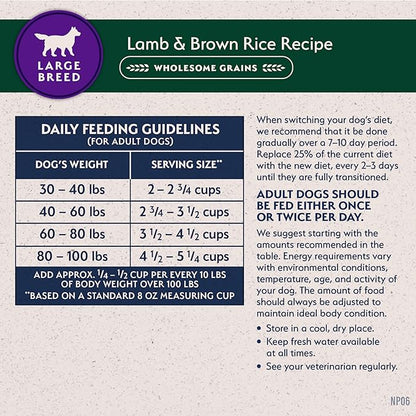 Natural Balance Limited Ingredient Large Breed Adult Dry Dog Food with Healthy Grains, Lamb & Brown Rice Recipe, 12 Pound (Pack of 1)